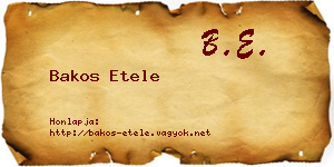 Bakos Etele névjegykártya